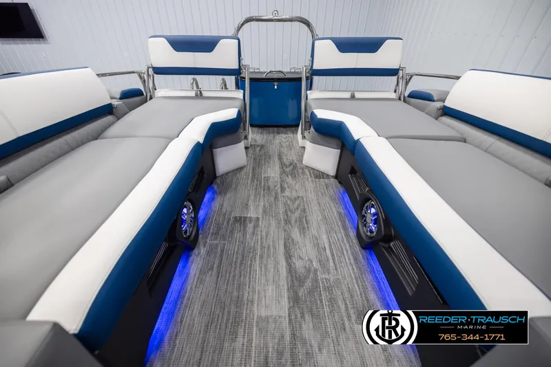 Slide: The Image of 2025 Avalon Catalina QLS interior with blue LED lighting and modern seating. - 15
