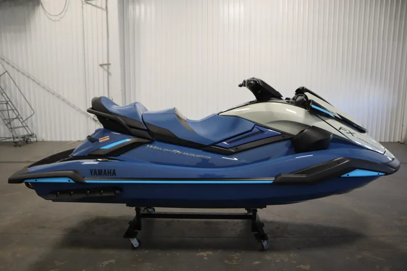 Slide: The Image of 2025 Yamaha WaveRunner FX Limited SVHO in a showroom, showcasing sleek design and features. - 2