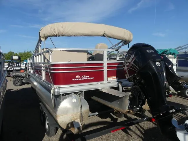 Slide: The Image of 2020 Sun Tracker FISHIN' BARGE® 20 DLX pontoon boat with outboard motor. - 4