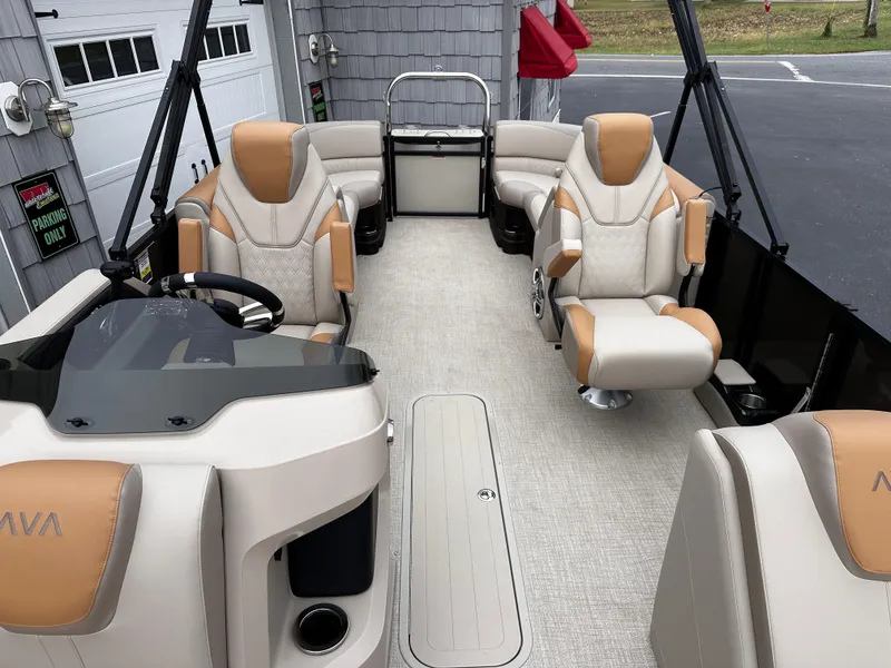 Slide: The Image of 2025 Avalon 2385 LSZ Quad Lounger, Tri Toon boat interior with luxurious seating. - 13