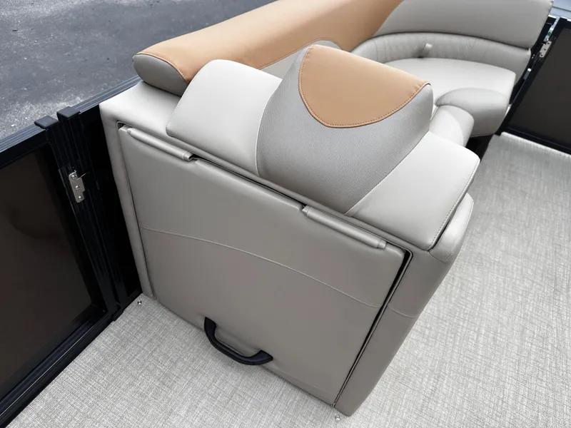 Slide: The Image of 2025 Avalon 2385 LSZ Quad Lounger interior with beige and tan seating. - 18