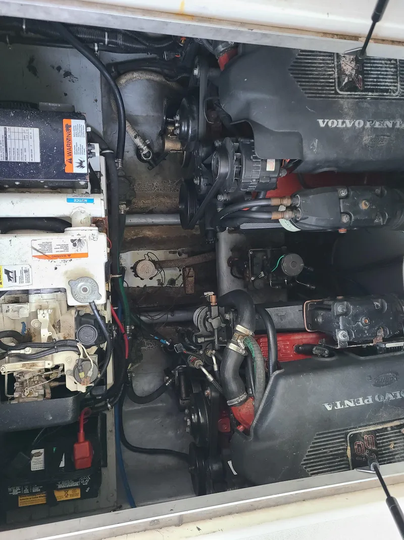 Slide: The Image of Engine compartment of a 2002 Monterey 322 Cruiser with Volvo Penta engines. - 17