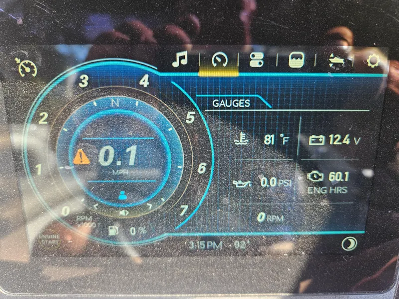 Slide: The Image of Dashboard display of 2023 Sanger V215 LTZ showing speed, temperature, and engine hours. - 18