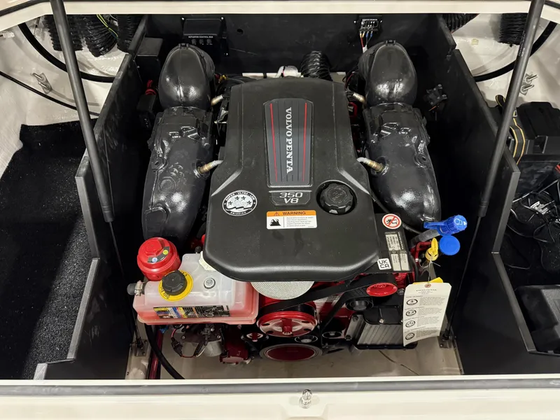 Slide: The Image of 2025 Regal LS4 engine compartment featuring a Volvo Penta engine. - 16