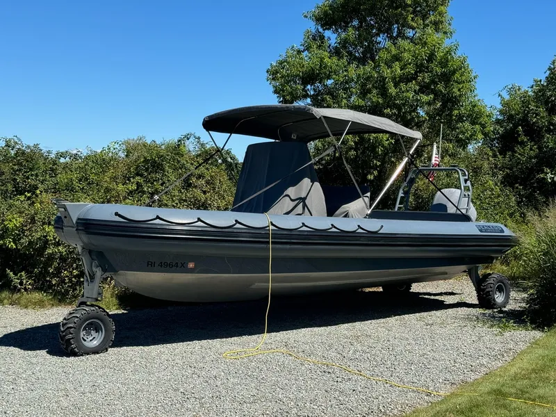 Slide: The Image of 2019 Sealegs 9M Hydrosol amphibious boat on gravel path. - 3