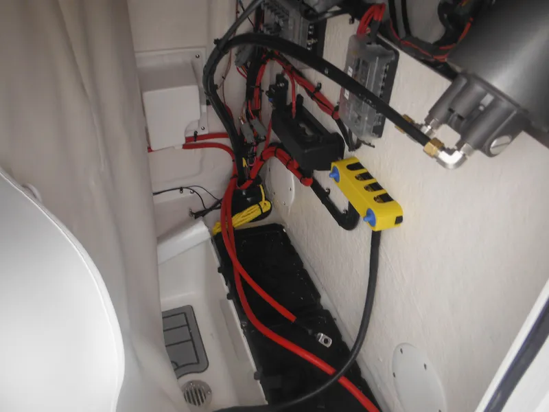 Slide: The Image of 2025 Tidewater 198 CC Adventure boat wiring and electrical components. - 32