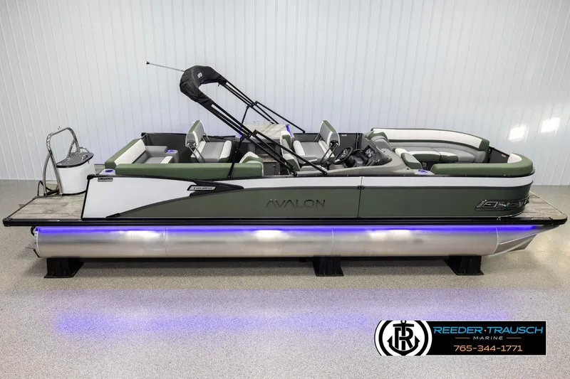 Slide: The Image of 2025 Avalon Catalina Entertainer pontoon boat with sleek design and modern features. - 1