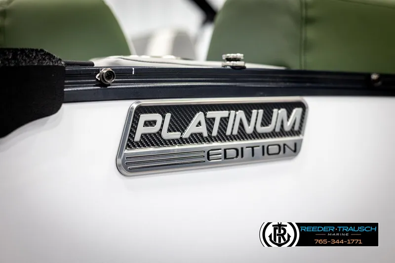 Slide: The Image of 2025 Avalon Catalina Entertainer Platinum Edition badge with Reeder-Trausch Marine logo. - 47