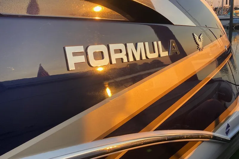 Slide: The Image of Close-up of 2016 Formula 350 Sun Sport boat with sunset reflection. - 14