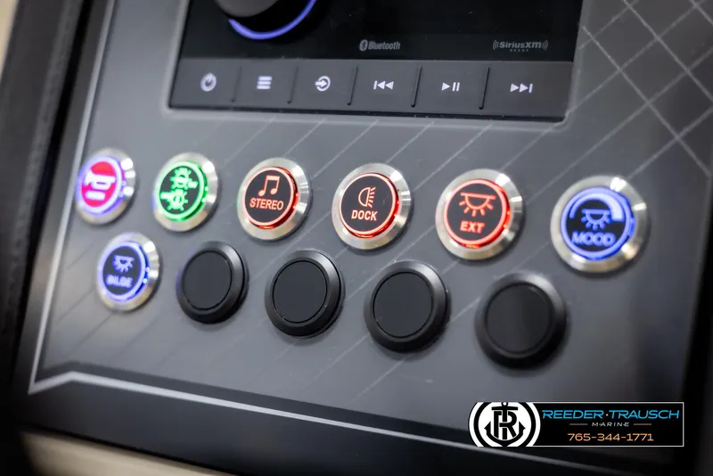 Slide: The Image of Control panel of 2025 Avalon Catalina VRB with illuminated buttons and marine branding. - 30
