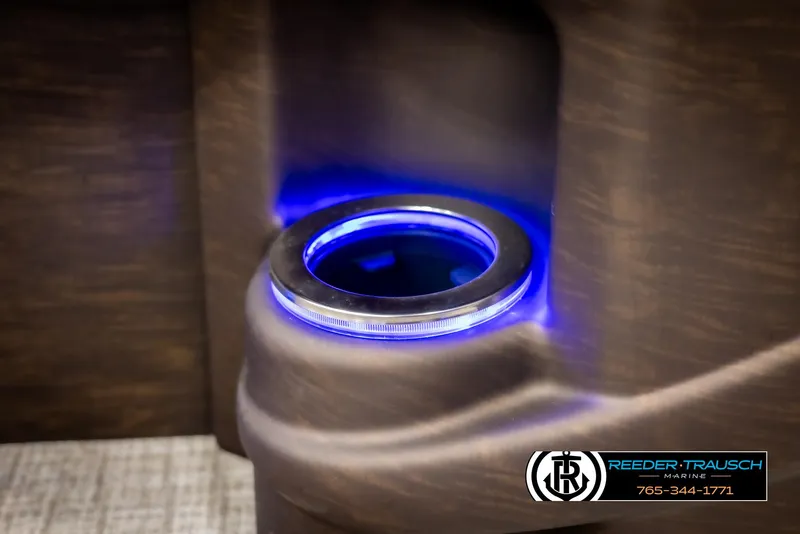 Slide: The Image of Illuminated cup holder in 2025 Avalon Catalina VRB boat interior. - 39