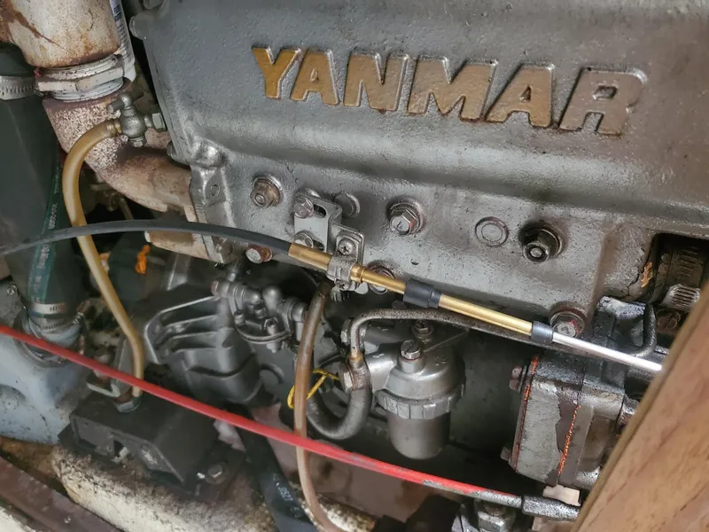 Slide: The Image of Close-up of a Yanmar engine in a 2001 Schock 35 sailboat. - 22