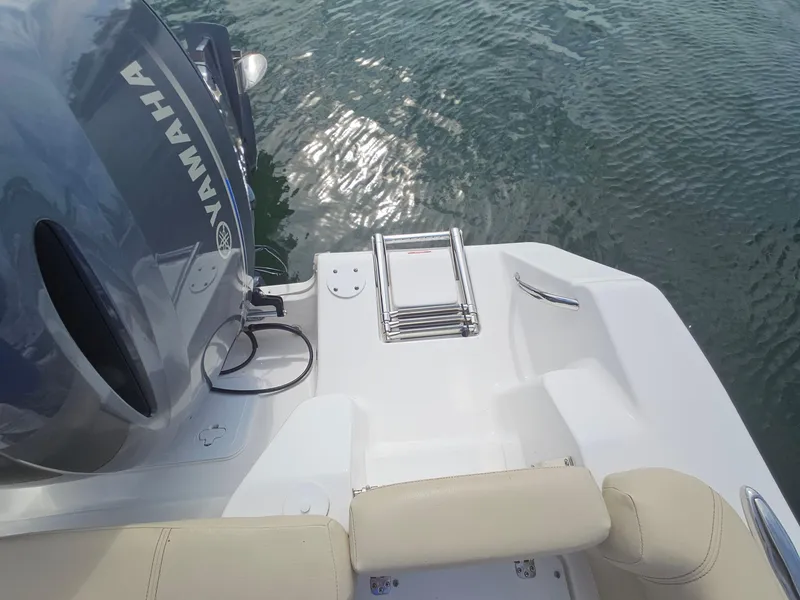 Slide: The Image of 2019 Tidewater 220 LXF boat with Yamaha engine, rear view on water. - 10