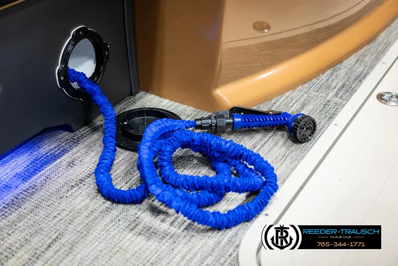 Slide: The Image of Blue coiled hose on 2025 Avalon LSZ VRB boat deck. - 41
