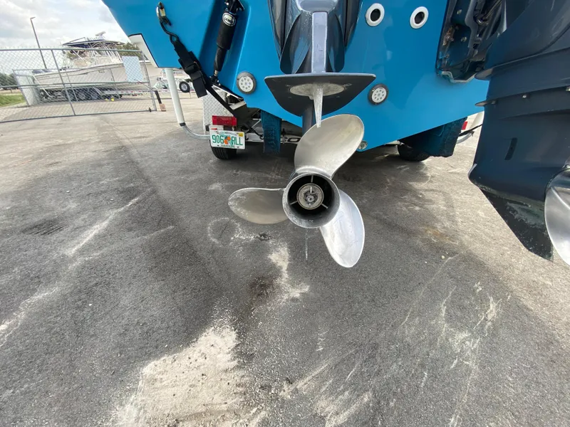 Slide: The Image of Propeller of a 2008 Century 2901 Center Console boat on a trailer. - 24