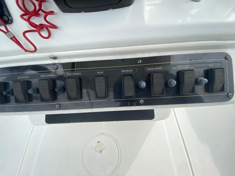 Slide: The Image of Control panel of a 2008 Century 2901 Center Console boat. - 44