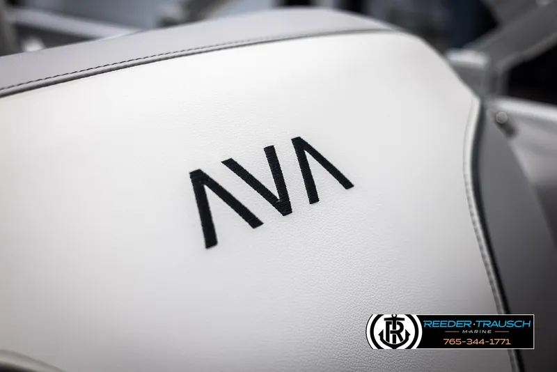 Slide: The Image of 2025 Avalon VEN QL seat with logo, Reeder-Trausch Marine branding. - 35