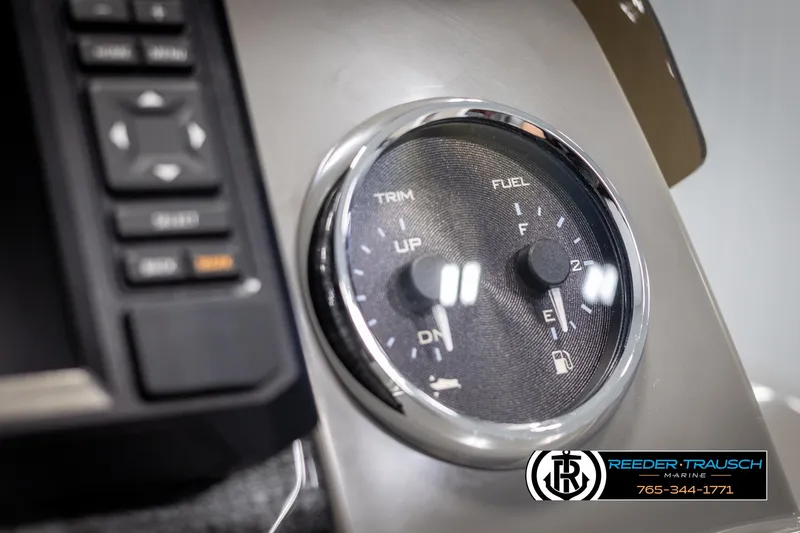 Slide: The Image of Close-up of 2025 Avalon VLS QL dashboard gauges, showing trim and fuel indicators. - 30