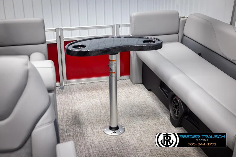 Slide: The Image of Luxurious Avalon VLS QL 2025 boat interior with sleek seating and modern table design. - 37