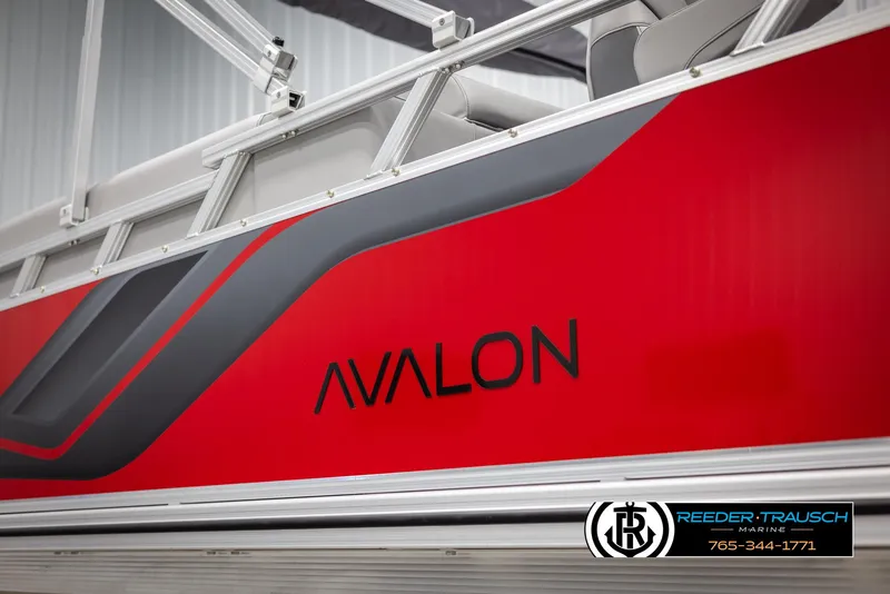 Slide: The Image of 2025 Avalon VLS QL boat with sleek red and gray design. - 41