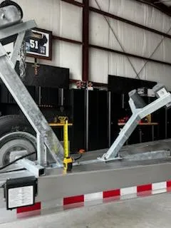 Slide: The Image of 2023 Grady-White Freedom 335 boat trailer in a storage facility. - 49