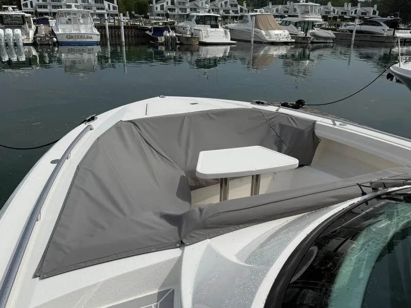 Slide: The Image of Bow seating w/cover, access via port entry and egress platform - 12