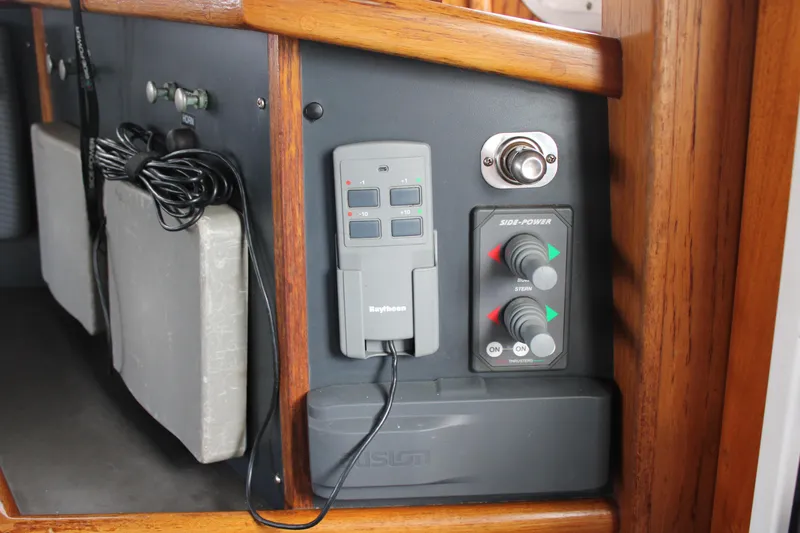 Slide: The Image of Control panel of 2001 Nordhavn 40 yacht with navigation equipment. - 8
