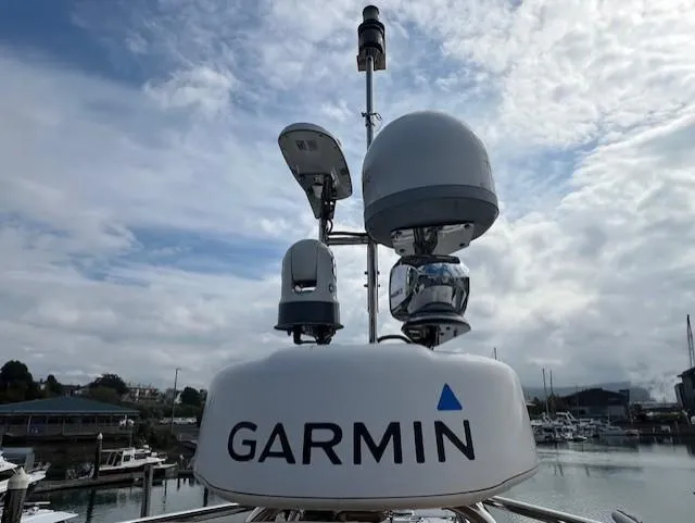 Slide: The Image of Garmin equipment on 2019 Ranger Tugs R-41 CB boat, docked at marina. - 45