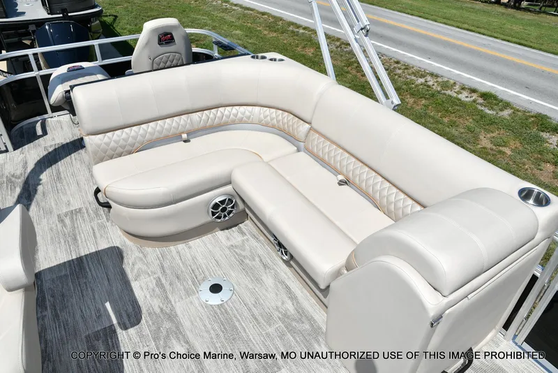 Slide: The Image of Luxurious seating on 2025 Ranger 223FC boat with 200HP Mercury 4 Stroke engine. - 26