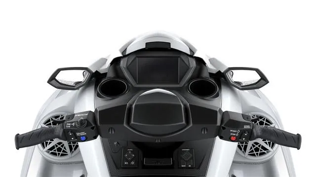 Slide: The Image of 2025 Yamaha Marine Waverunner FX Cruiser SVHO dashboard with audio controls and sleek design. - 7