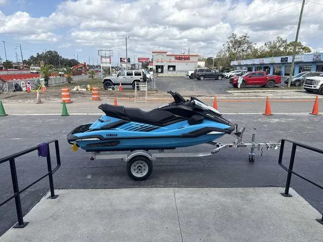 Slide: The Image of 2025 Yamaha Marine Waverunner FX SVHO on trailer, parked outdoors. - 12