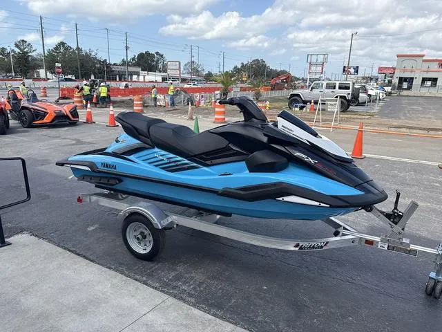 Slide: The Image of 2025 Yamaha Marine Waverunner FX SVHO with audio, black and cyan design. - 9