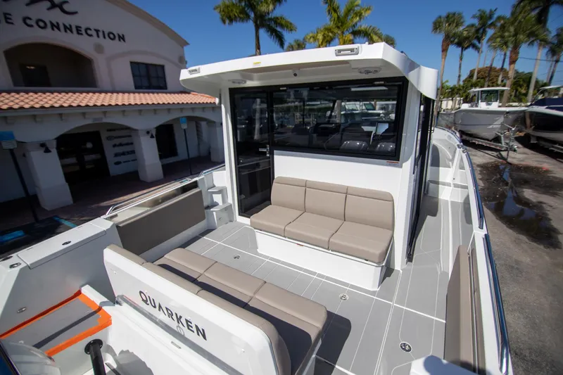 Slide: The Image of 2025 Quarken 35 Cabin boat with sleek design and spacious seating. - 19