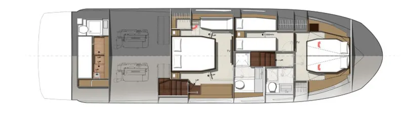Slide: The Image of Floor plan of a 2015 Prestige 520 yacht, showcasing interior layout and design. - 40