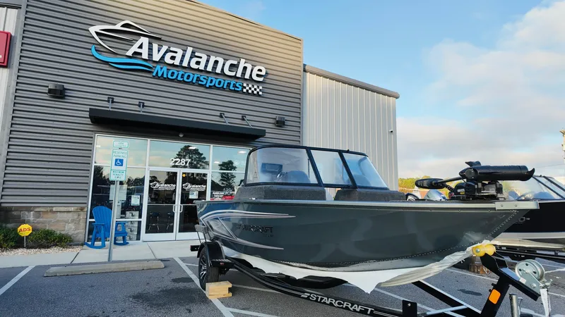The Image of 2025 Starcraft Storm 166 DC Pro boat displayed at Avalanche Motorsports dealership. - 1