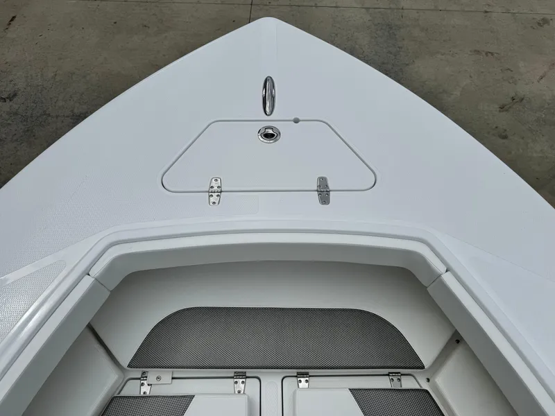 Slide: The Image of 2025 BlackJack 256 Coastal boat bow with storage compartments. - 10