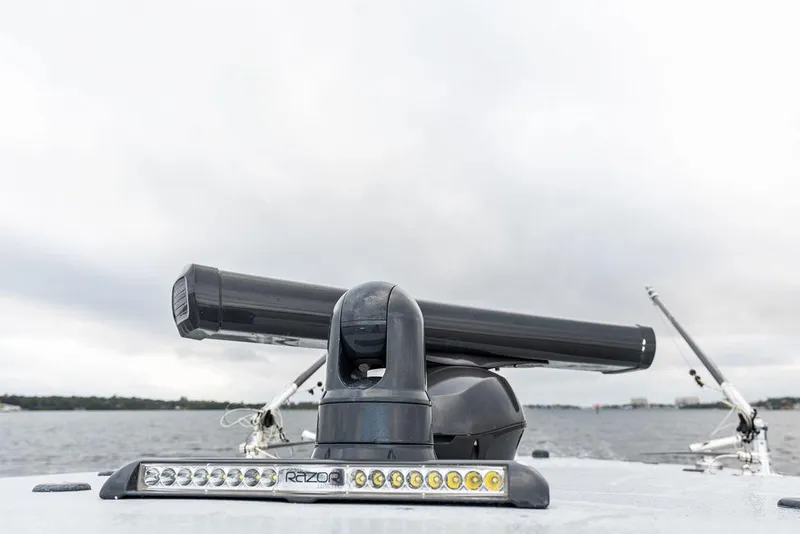 Slide: The Image of Front Runner 39 CC 2020 boat radar and LED lights on a cloudy day. - 28