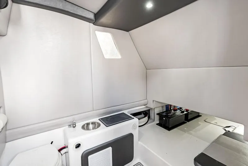Slide: The Image of 2020 Front Runner 39 CC boat interior with modern amenities and sleek design. - 30