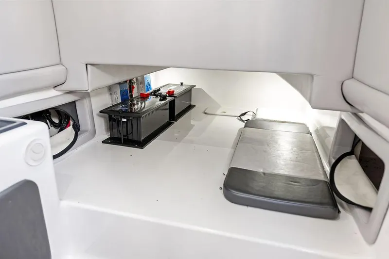 Slide: The Image of 2020 Front Runner 39 CC boat interior with battery compartment. - 31