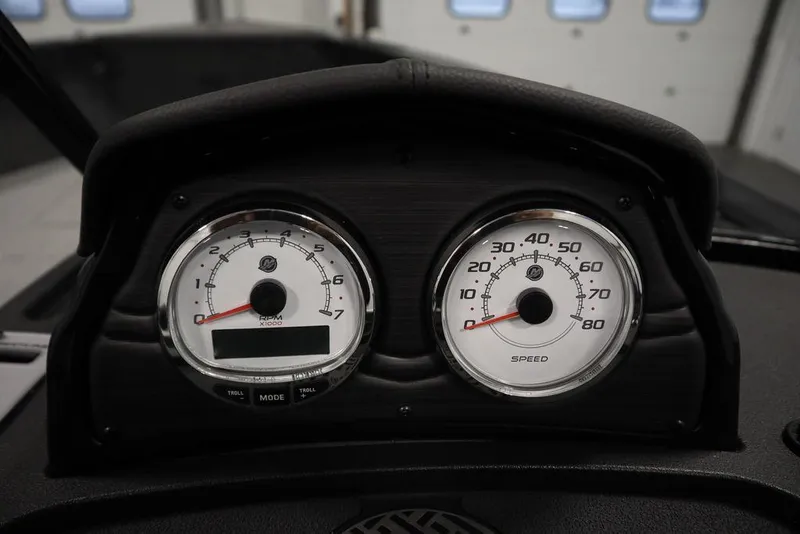 Slide: The Image of Dashboard of 2025 Crestliner 1950 Super Hawk with speedometer and tachometer. - 21