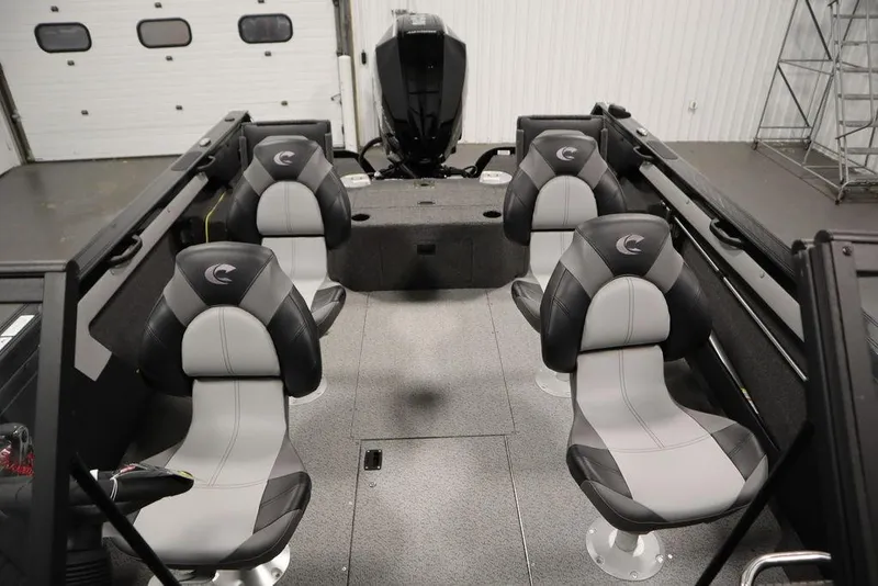 Slide: The Image of 2025 Crestliner 1950 Super Hawk interior with four cushioned seats and modern design. - 25