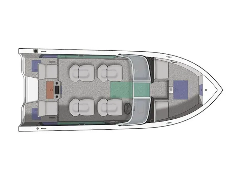 Slide: The Image of Top view of 2025 Crestliner 1950 Super Hawk boat layout. - 44