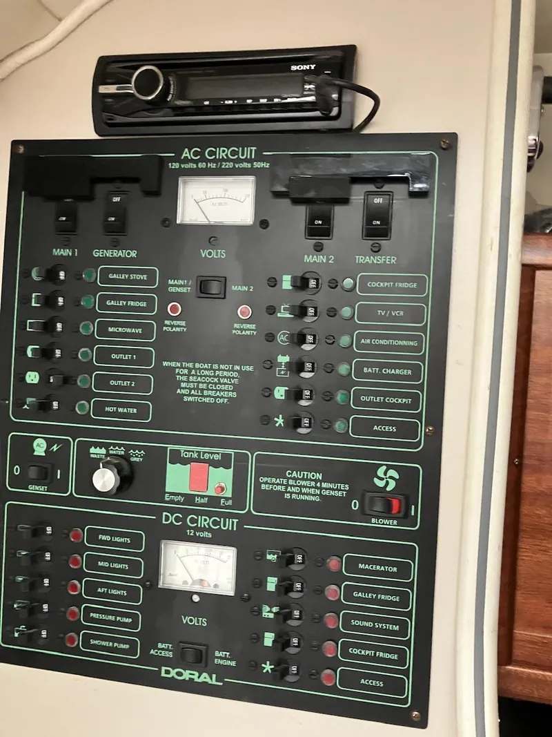 Slide: The Image of Electrical panel on a 2001 Doral 270 SC boat with AC and DC circuits. - 6