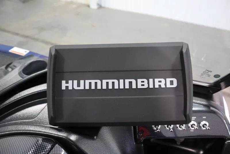 Slide: The Image of Humminbird device on 2025 Lowe 1775 FM WT boat dashboard. - 23