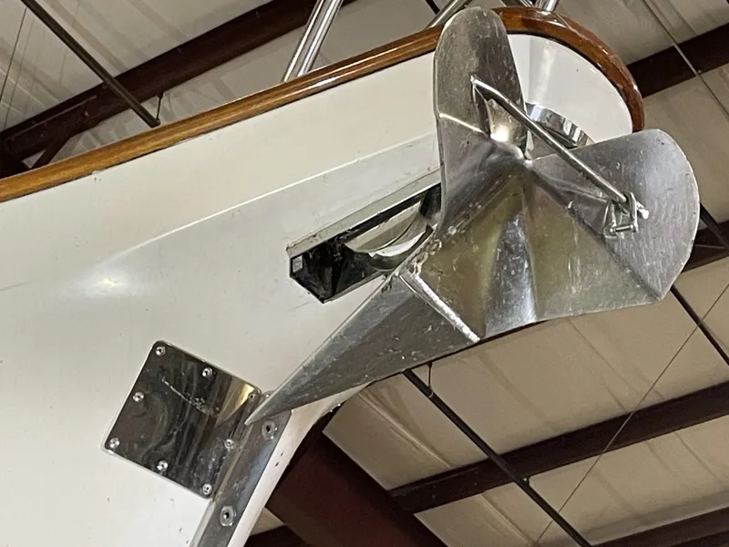 Slide: The Image of Anchor on 2003 Fantasi 44 Pilot House boat, displayed indoors. - 10