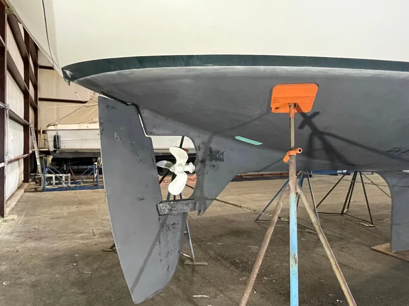 Slide: The Image of Fantasi 44 Pilot House 2003 sailboat hull and propeller in dry dock. - 12