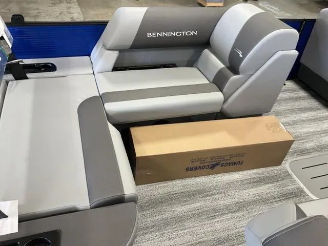 Slide: The Image of Control panel and safety warnings on a 2025 Bennington 22SSB-SPS boat. - 14