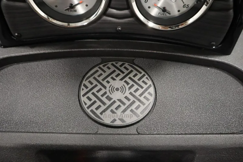 Slide: The Image of Dashboard of 2025 Crestliner 1850 Super Hawk JS with intricate design and gauges. - 25