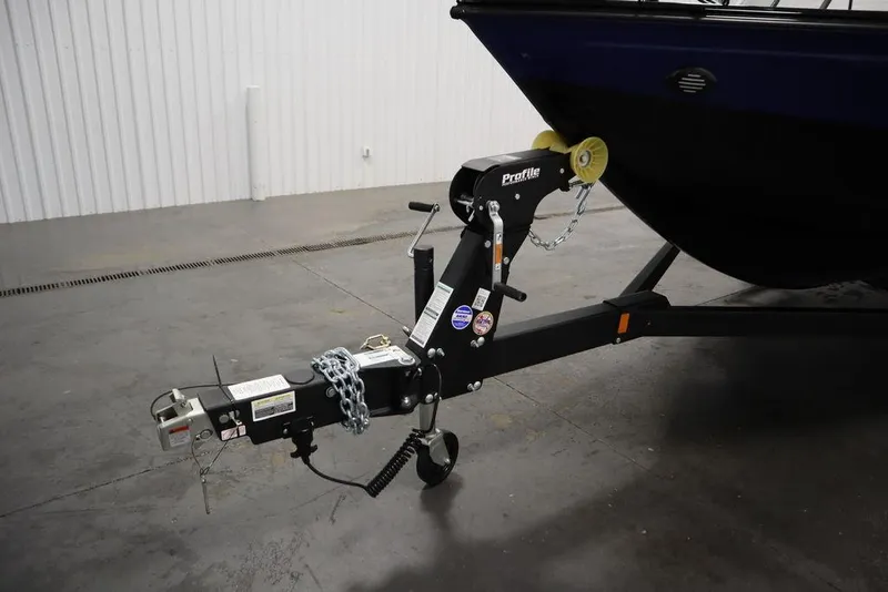 Slide: The Image of Trailer hitch of 2025 Crestliner 1850 Super Hawk JS boat in a garage. - 42