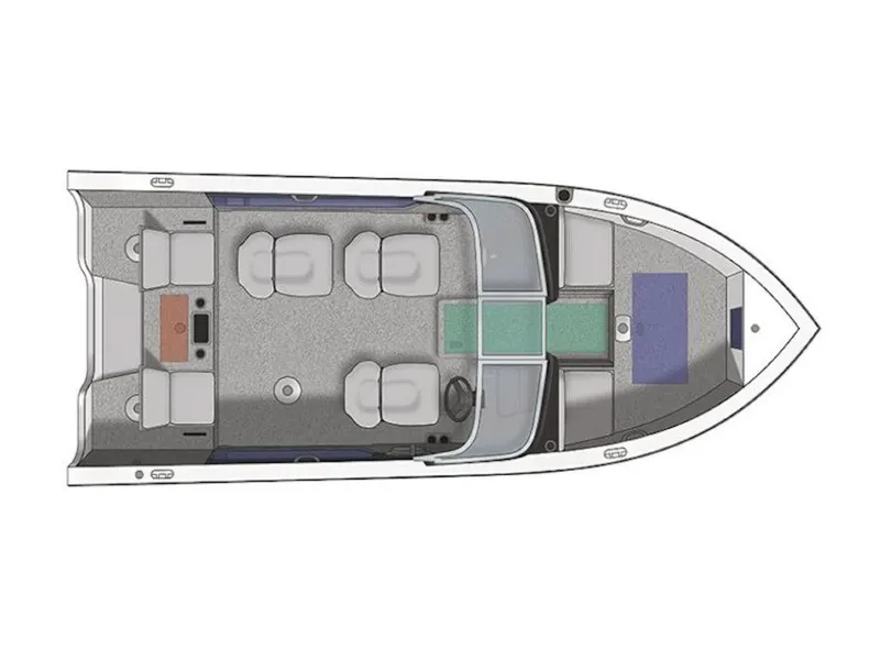 Slide: The Image of Top view of 2025 Crestliner 1850 Super Hawk JS boat layout. - 47